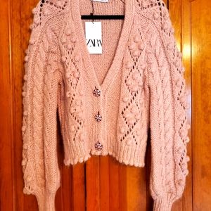Zara Pink Knit Sweater Size S